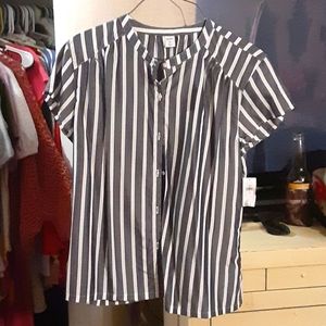 Grey/White Striped Blouse